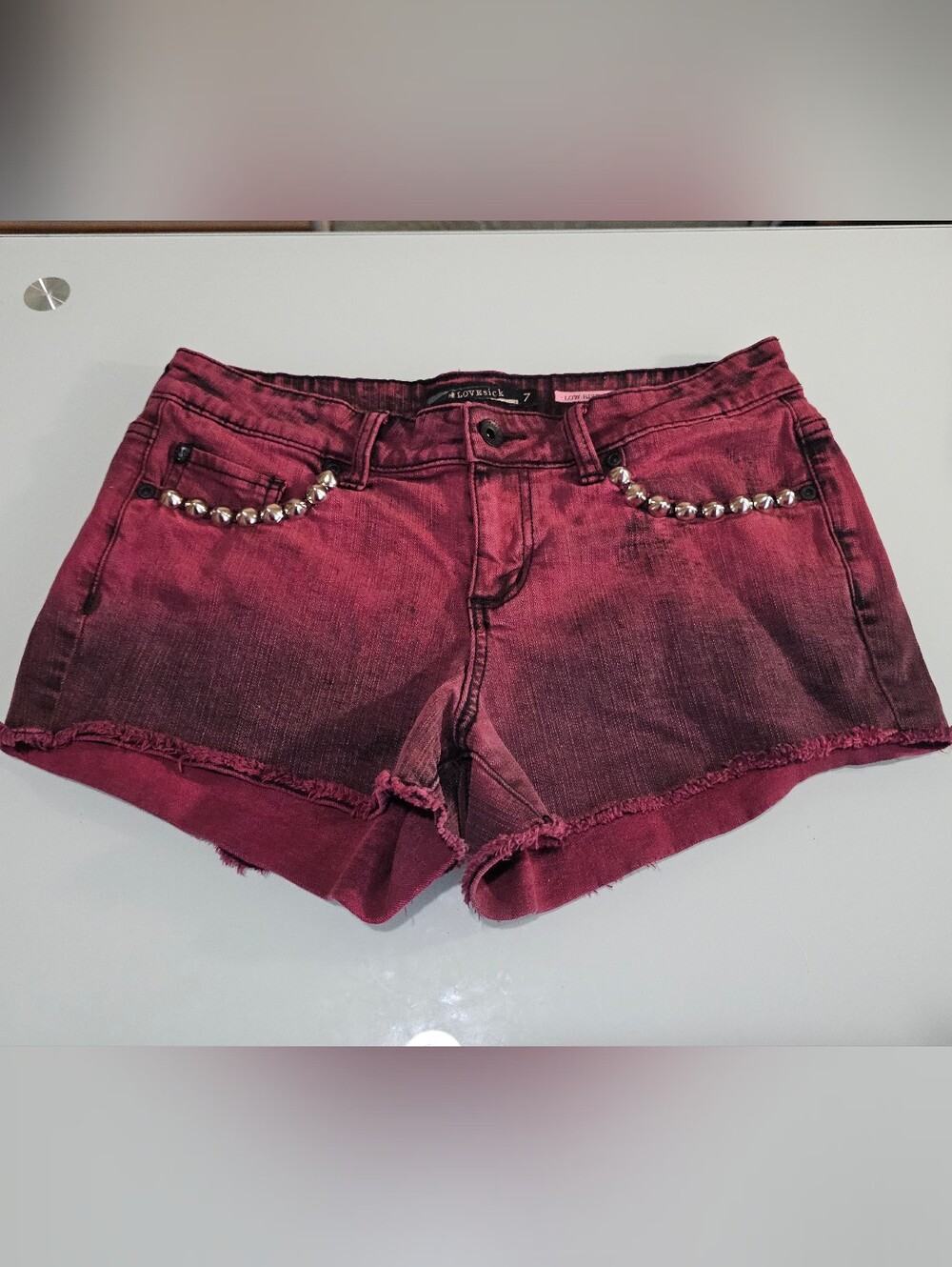 EUC LOVEsick Ombre Studded Shorts Size 7